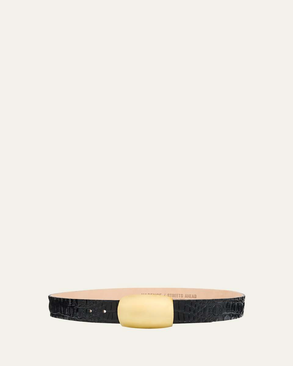 Milou Croc-Embossed Leather Belt